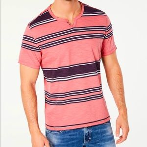 INC Men's Stripe Split-Neck T-Shirt,